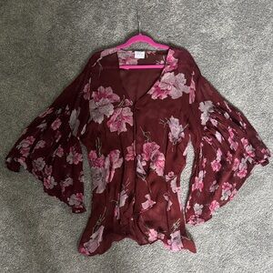 Floral Burgundy Shawl